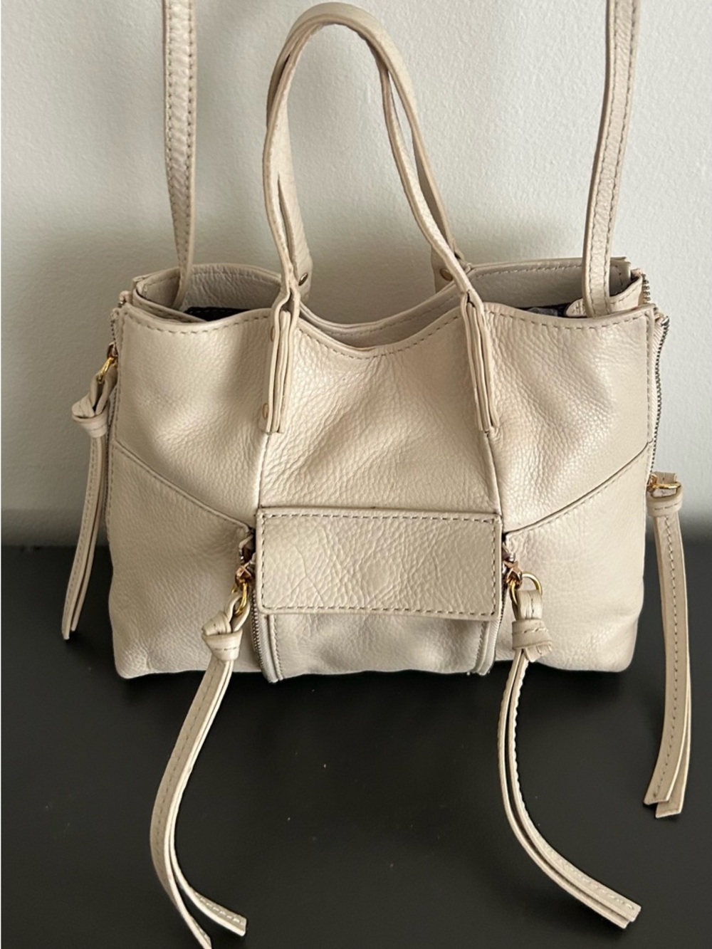 Kooba Cream Pebbled Leather shoulder bag Crossbody Bag boho satchel Purse - Picture 7 of 12